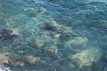Fototapeta na wymiar Meeresgrund mit Felsen und Steinen