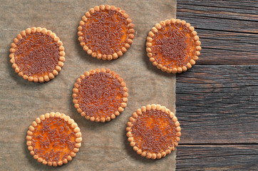 Cookies with jam and chocolate