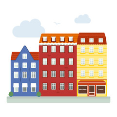 Flat design of the old city.