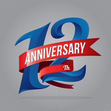 12 years anniversary celebration logotype. 12th anniversary logo with gray background
