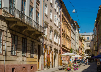 Fototapeta na wymiar Lviv touristic. Historic street