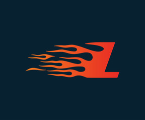 Letter L flame Logo. speed logo design concept template