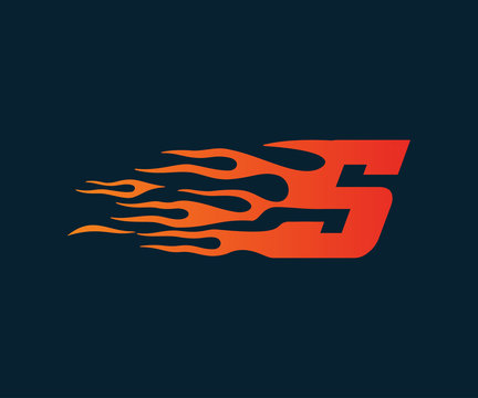 Letter S flame Logo. speed logo design concept template
