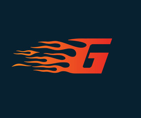 Letter G flame Logo. speed logo design concept template