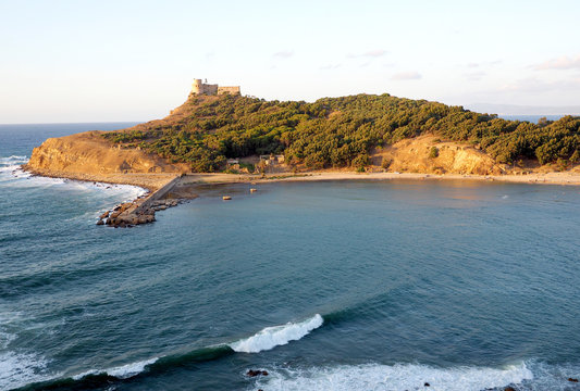 View across the bay to Tabarka old fortress, Tunisia