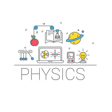 Simple flat graphics. The subject is physics. Vector illustration.