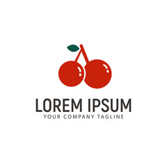Cherry fruit logo design concept template