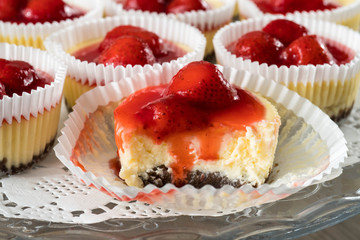 personal cheesecake with strawberries