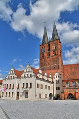 Fototapeta na wymiar Markt mit St. Marien und Rathaus in Stendal