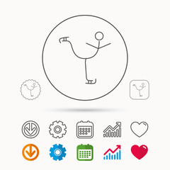 Figure skating icon. Professional winter sport sign. Calendar, Graph chart and Cogwheel signs. Download and Heart love linear web icons. Vector