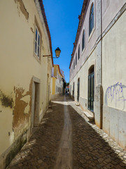 Narrow charming streets of Cascais, Portugal