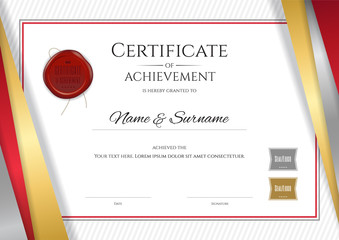 Luxury certificate template with elegant golden border frame, Diploma design for graduation or completion