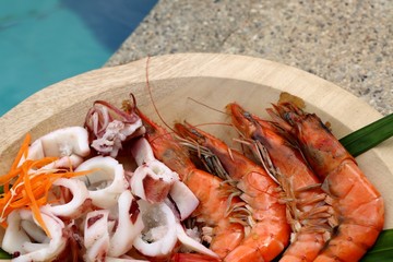 grilled shrimps and squid