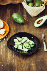 Vegetable green salad - avocado and cucumber.