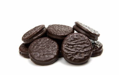 Double cookies in chocolate isolated