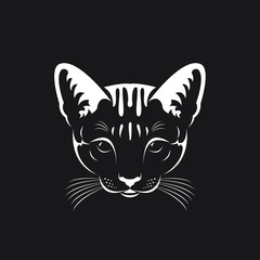 Vector of a cat face on black background, Pet. Animals.