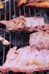 pork ribs on barbecue grill