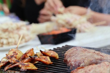 pork ribs on barbecue grill