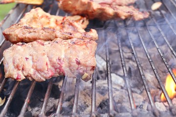 pork ribs on barbecue grill