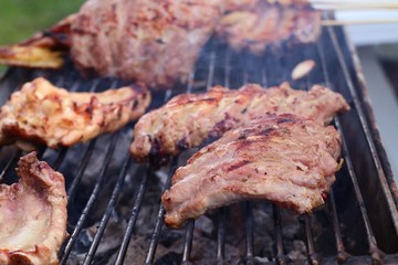 pork ribs on barbecue grill