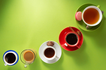 cup of coffee, tea and cacao