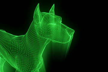 Dog in Hologram Wireframe Style. Nice 3D Rendering
- 166334279