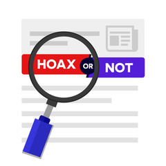 hoax, fact, fact, false, or true news on internet zooming with magnifying glass at the text