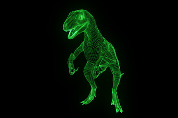 Dinosaur Raptor Velociraptor in Hologram Wireframe Style. Nice 3D Rendering
- 166335070