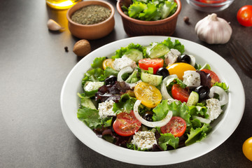 fresh greek salad in plate