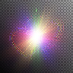 Bright festive hearts in the style of the rainbow flag. Multi-colored flash on a transparent background.
