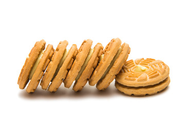 Filled cream cookies isolated