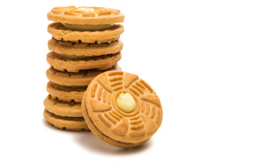 Filled cream cookies isolated