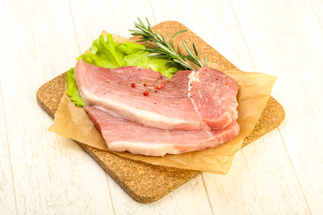 Raw pork steak
