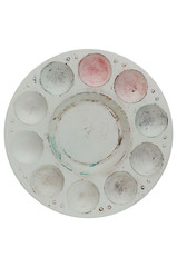 Old Plastic Palette Isolated On White Background.