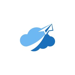 cloud paper plane icon vector logo