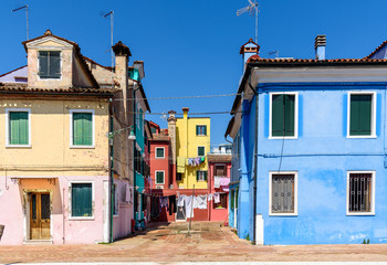 colorful houses in Burano island, Venice, Italy
