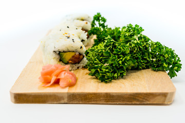 fresh sushi traditional japanese food on the table