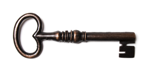 Vintage key isolated on white background