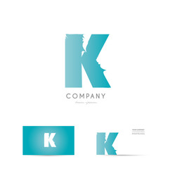 K blue letter alphabet logo vector icon design