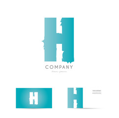 Fototapeta premium H blue letter alphabet logo vector icon design
