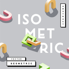 Abstract 3D geometric isometric vector shapes.