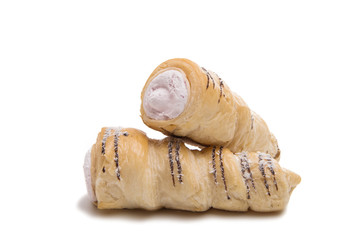 Puff pastry with cream isolated