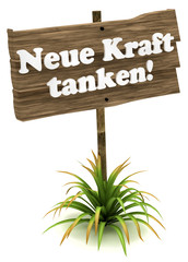Neue Kraft tanken! Button, icon, Schild