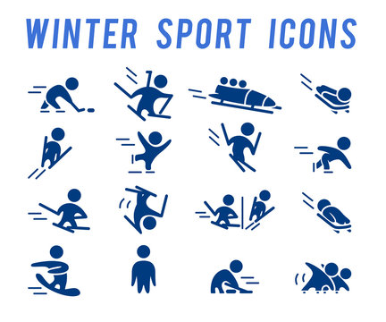 Vector simple winter sport icons isolated