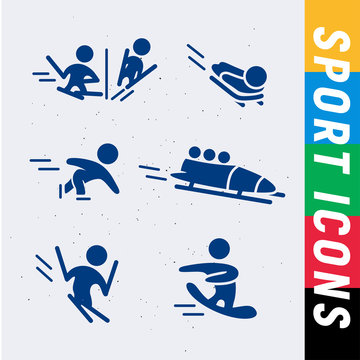 Vector simple winter sport icons collection
