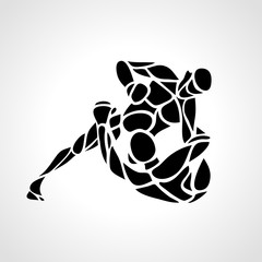 MMA fighters round pictogram or logo. Boxing icon