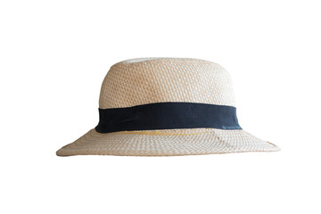 Vintage Straw hat fasion isolated on white background with clipping path