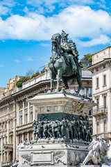 Fototapeta na wymiar View of the statue of Victor Emmanuel II on a beautiful day
