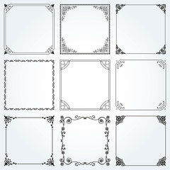 Decorative frames and borders square set 2 vector - obrazy, fototapety, plakaty