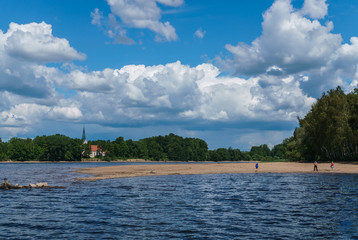 Fototapeta na wymiar The bank of the Daugava River near Koknese, in Latvia. July 2017.